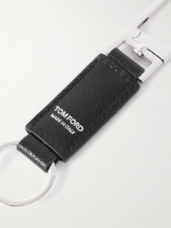Silver-Tone Leather Keychain - CU