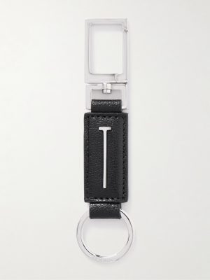 Silver-Tone Leather Keychain