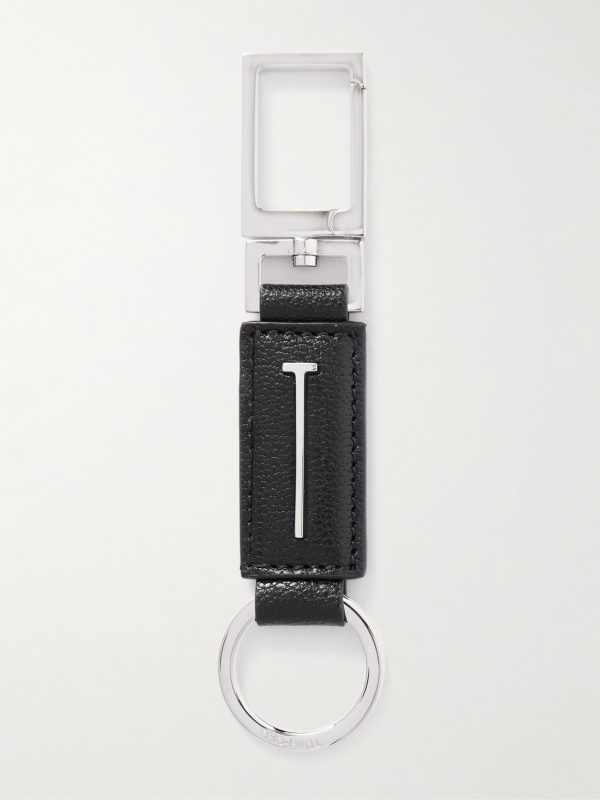 Silver-Tone Leather Keychain