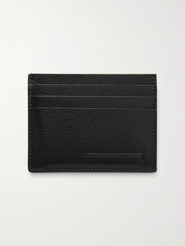 Pebble-Grain Leather Cardholder - BK