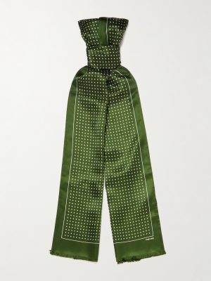 Polka-Dot Silk-Satin Scarf