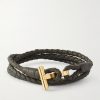 Woven Leather and Gold-Plated Wrap Bracelet Woven Leather and Gold-Plated Wrap Bracelet
