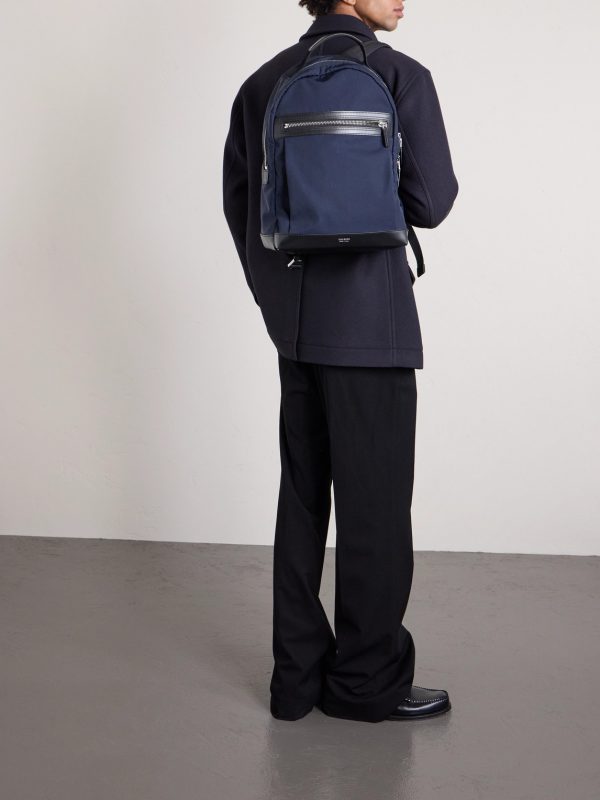 Leather-Trimmed Nylon Backpack - FR