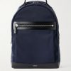 Leather-Trimmed Nylon Backpack