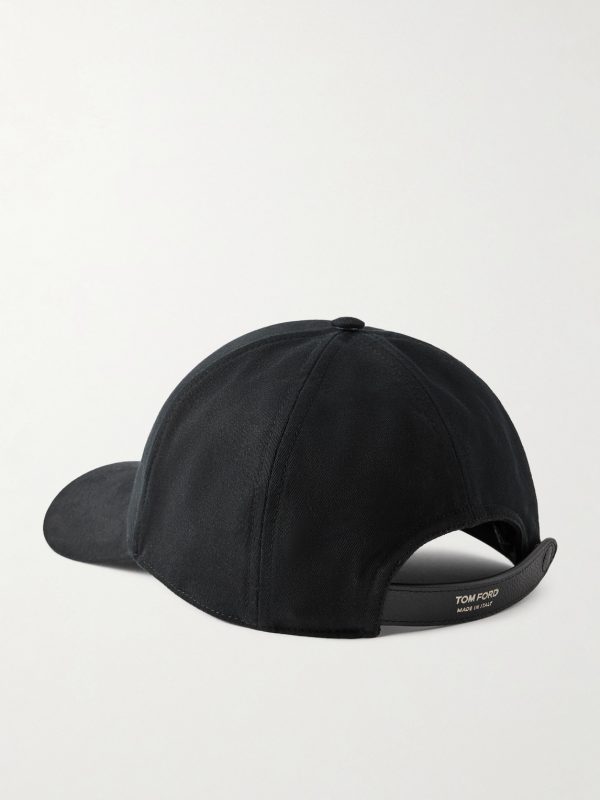 Logo-Embroidered Leather-Trimmed Cotton-Twill Baseball Cap - BK Logo-Embroidered Leather-Trimmed Cotton-Twill Baseball Cap - BK