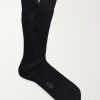 Logo-Embroidered Ribbed Silk Socks