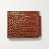 Croc-Effect Leather Billfold Wallet - BK Croc-Effect Leather Billfold Wallet - BK