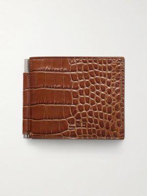 Croc-Effect Leather Billfold Wallet Croc-Effect Leather Billfold Wallet