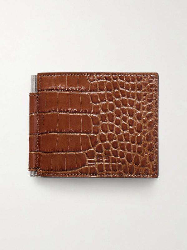 Croc-Effect Leather Billfold Wallet Croc-Effect Leather Billfold Wallet