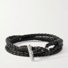Woven Leather and Silver-Tone Wrap Bracelet Woven Leather and Silver-Tone Wrap Bracelet