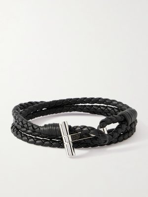Woven Leather and Silver-Tone Wrap Bracelet Woven Leather and Silver-Tone Wrap Bracelet