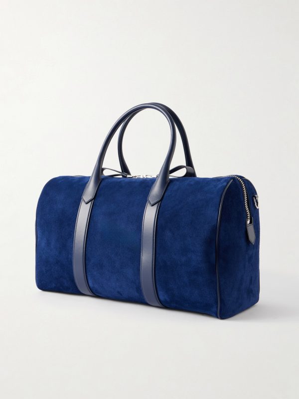 Leather-Trimmed Suede Weekend Bag - BK Leather-Trimmed Suede Weekend Bag - BK