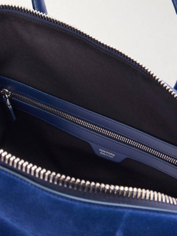 Leather-Trimmed Suede Weekend Bag - E1 Leather-Trimmed Suede Weekend Bag - E1