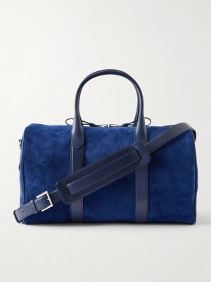 Leather-Trimmed Suede Weekend Bag