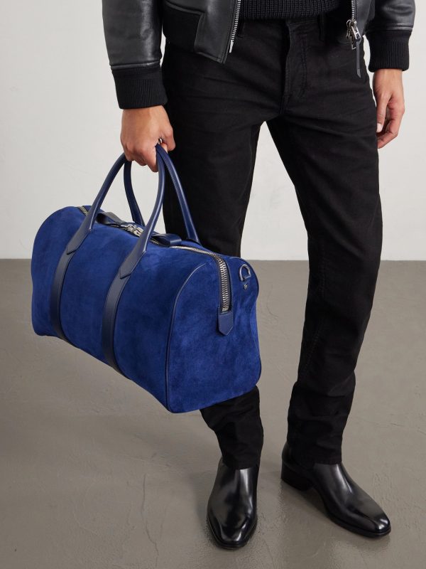 Leather-Trimmed Suede Weekend Bag - OU Leather-Trimmed Suede Weekend Bag - OU