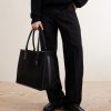 East-West Leather-Trimmed Cotton-Canvas Tote Bag - E2