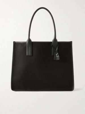 East-West Leather-Trimmed Cotton-Canvas Tote Bag East-West Leather-Trimmed Cotton-Canvas Tote Bag