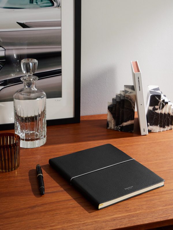 Large Logo-Print Full-Grain Cachemire Leather Notebook - OU