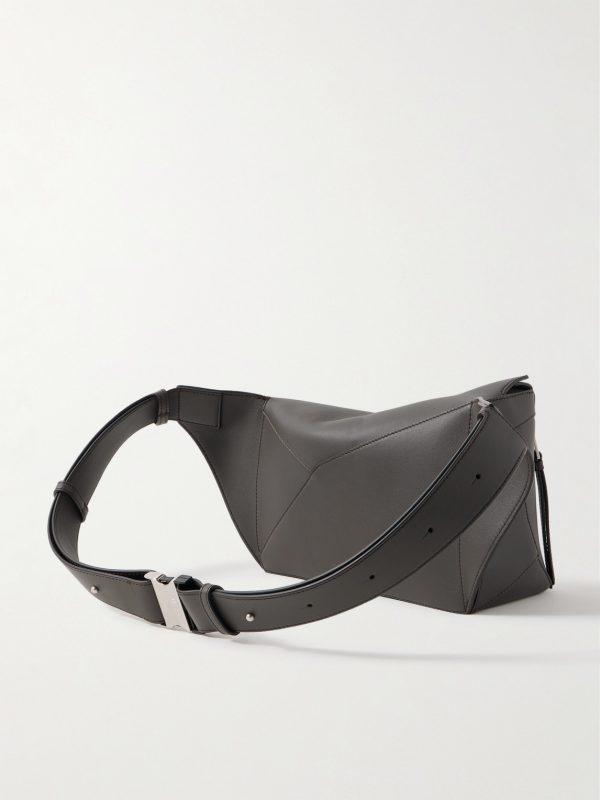 Puzzle Edge Small Leather Belt Bag - BK