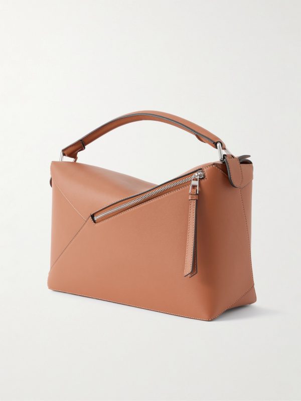 Puzzle Edge Large Logo-Debossed Leather Messenger Bag - BK Puzzle Edge Large Logo-Debossed Leather Messenger Bag - BK