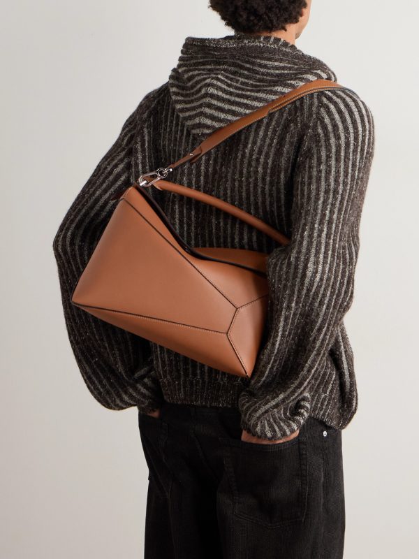 Puzzle Edge Large Logo-Debossed Leather Messenger Bag - E1 Puzzle Edge Large Logo-Debossed Leather Messenger Bag - E1