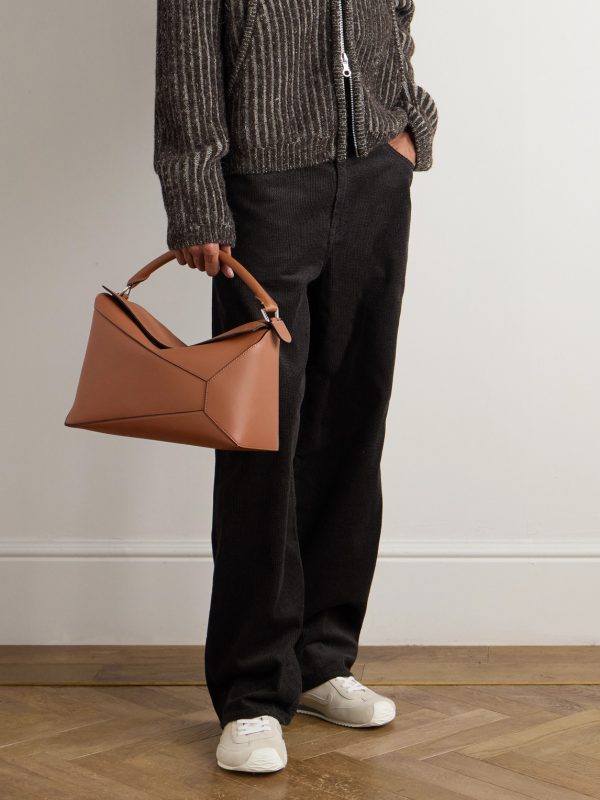 Puzzle Edge Large Logo-Debossed Leather Messenger Bag - OU Puzzle Edge Large Logo-Debossed Leather Messenger Bag - OU