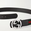 4cm Webbing-Trimmed Leather Belt - E1 4cm Webbing-Trimmed Leather Belt - E1