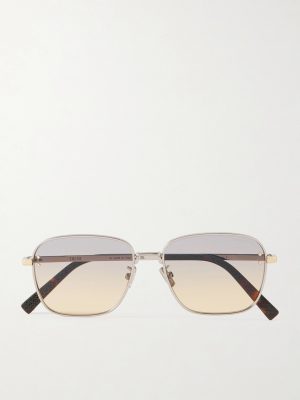 CD Diamond S4U Geometric Silver-Tone and Tortoiseshell Acetate Sunglasses