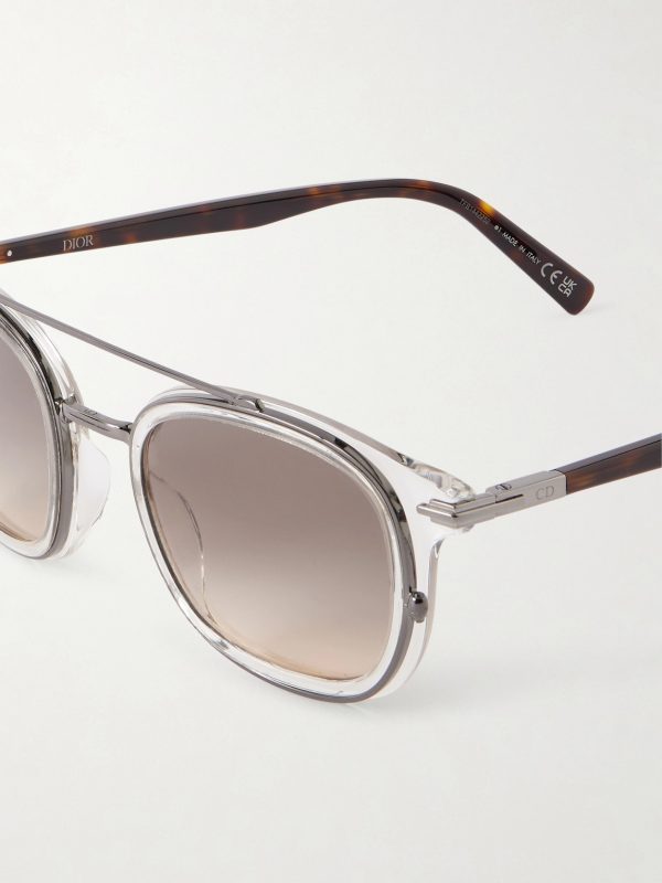 DiorBlackSuit S14I Square-Frame Acetate and Silver-Tone Sunglasses - CU