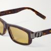 CD Icon S2I Rectangular-Frame Tortoiseshell Acetate Sunglasses - CU
