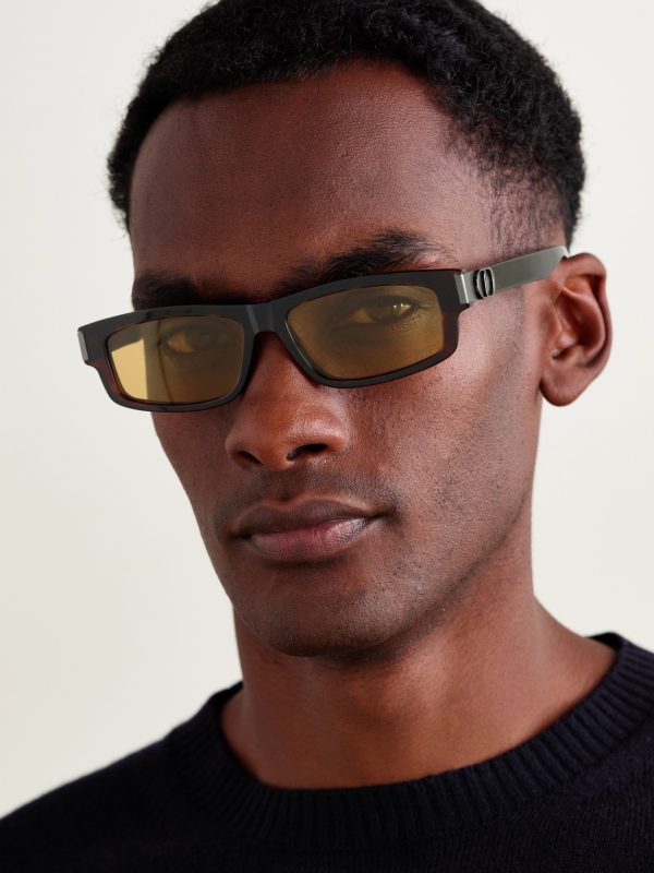 CD Icon S2I Rectangular-Frame Tortoiseshell Acetate Sunglasses - OU