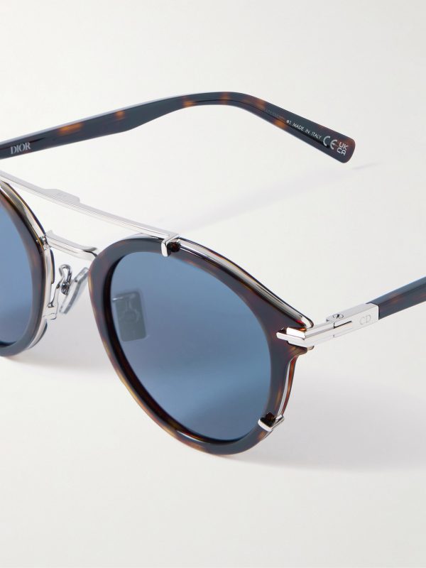 DiorBlackSuit R7U Tortoiseshell Acetate and Silver-Tone Round-Frame Sunglasses - CU DiorBlackSuit R7U Tortoiseshell Acetate and Silver-Tone Round-Frame Sunglasses - CU