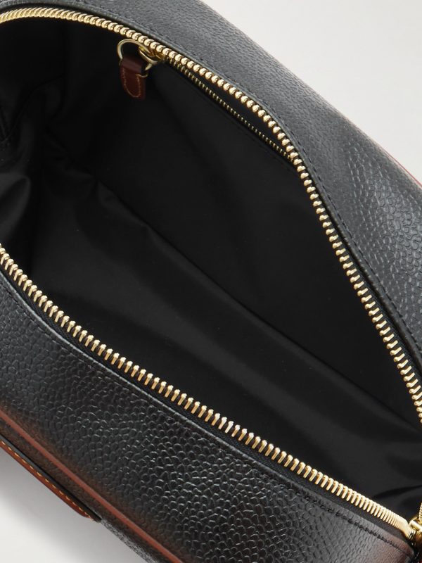 Leather-Trimmed BioVeg Scotchgrain Wash Bag - E1 Leather-Trimmed BioVeg Scotchgrain Wash Bag - E1