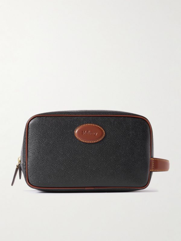 Leather-Trimmed BioVeg Scotchgrain Wash Bag Leather-Trimmed BioVeg Scotchgrain Wash Bag