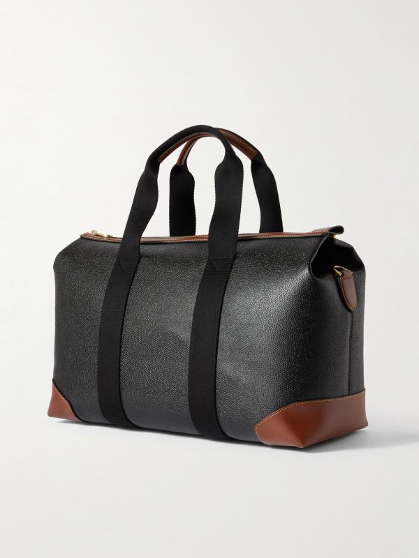 Heritage Day Clipper Small Leather-Trimmed Scotchgrain Weekend Bag - BK