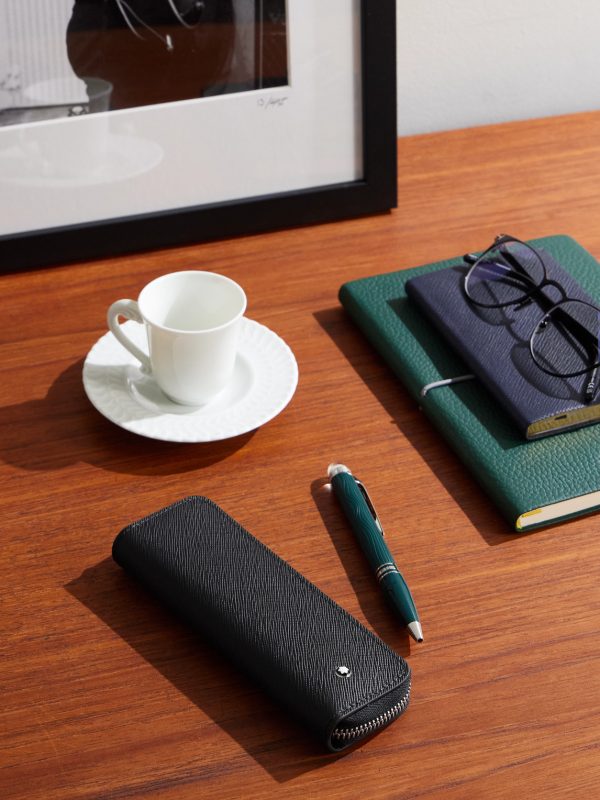 Cross-Grain Leather Pen Pouch - OU