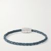 Meisterstück 3-Ring Stainless Steel and Woven Leather Bracelet - BK Meisterstück 3-Ring Stainless Steel and Woven Leather Bracelet - BK