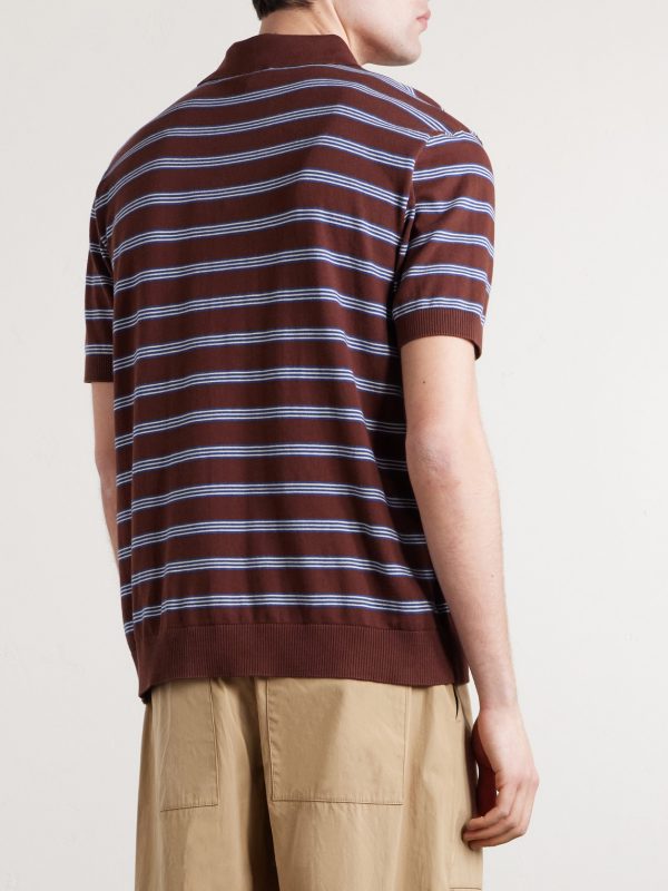 Logo-Appliquéd Striped Cotton Polo Shirt - BK Logo-Appliquéd Striped Cotton Polo Shirt - BK