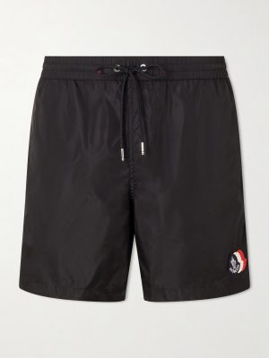 Slim-Fit Mid-Length Logo-Appliquéd Swim Shorts