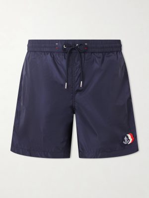 Slim-Fit Mid-Length Logo-Appliquéd Swim Shorts