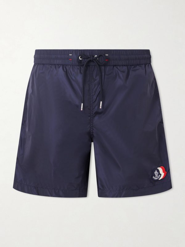 Slim-Fit Mid-Length Logo-Appliquéd Swim Shorts Slim-Fit Mid-Length Logo-Appliquéd Swim Shorts