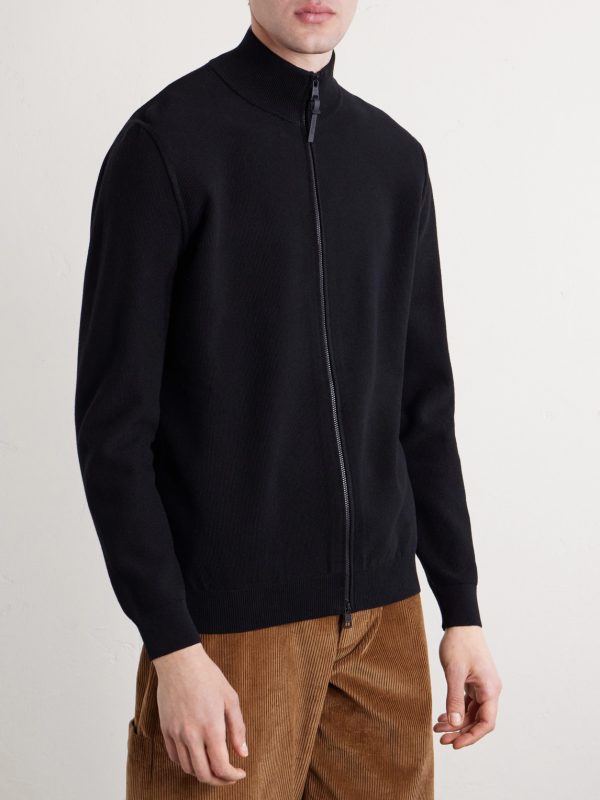 Logo-Appliquéd Cotton Zip-Up Cardigan - FR Logo-Appliquéd Cotton Zip-Up Cardigan - FR