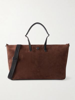 Carlo Leather-Trimmed Suede Weekend Bag