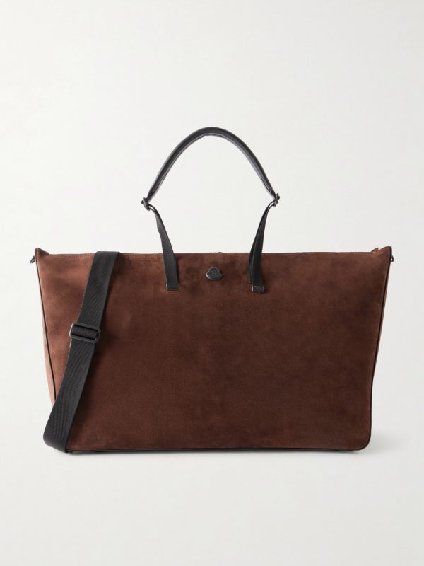 Carlo Leather-Trimmed Suede Weekend Bag