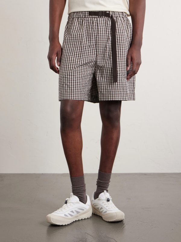 Straight-Leg Belted Checked Cotton-Blend Shorts - FR Straight-Leg Belted Checked Cotton-Blend Shorts - FR