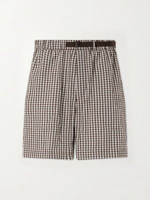 Straight-Leg Belted Checked Cotton-Blend Shorts Straight-Leg Belted Checked Cotton-Blend Shorts