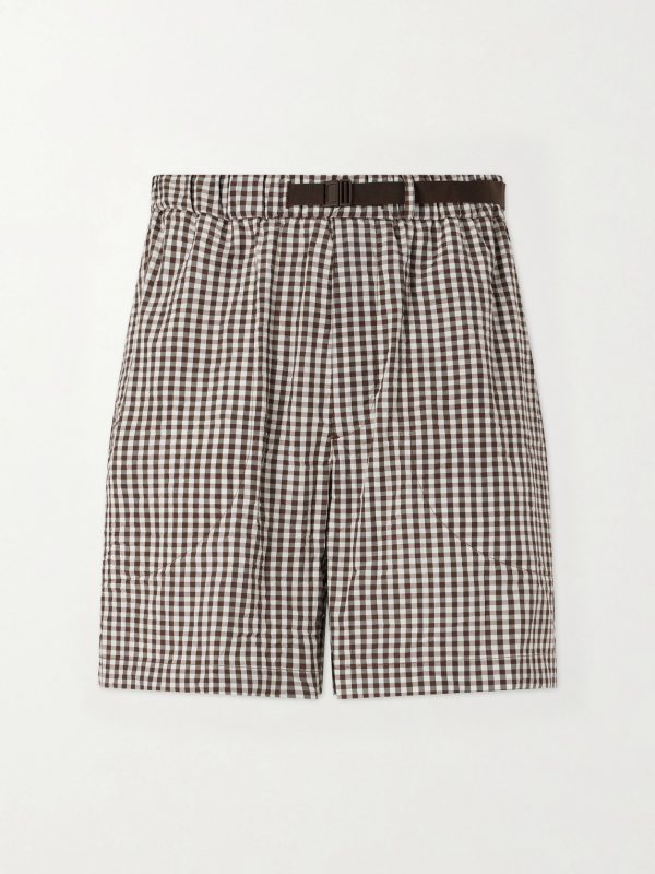 Straight-Leg Belted Checked Cotton-Blend Shorts Straight-Leg Belted Checked Cotton-Blend Shorts
