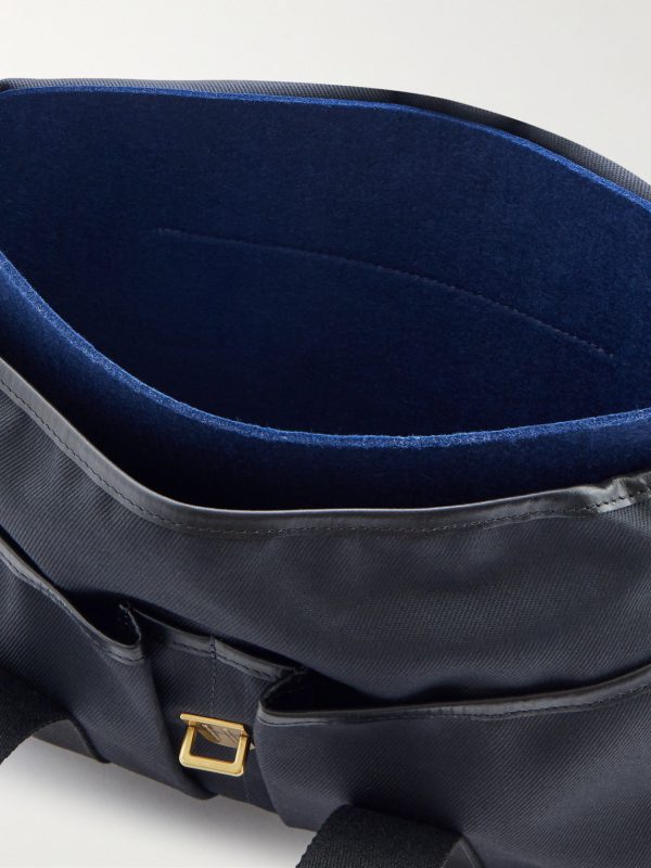 Musette Business Leather and Webbing-Trimmed Canvas Weekend Bag - E1 Musette Business Leather and Webbing-Trimmed Canvas Weekend Bag - E1