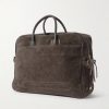 Zeppo Duo Full-Grain Leather-Trimmed Suede Briefcase - BK Zeppo Duo Full-Grain Leather-Trimmed Suede Briefcase - BK
