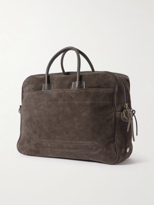 Zeppo Duo Full-Grain Leather-Trimmed Suede Briefcase - BK Zeppo Duo Full-Grain Leather-Trimmed Suede Briefcase - BK